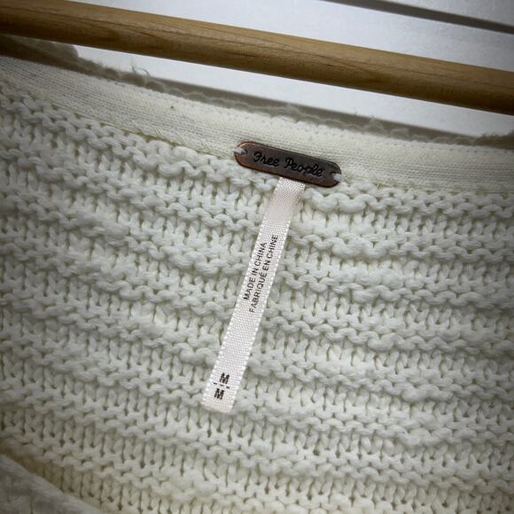 Free People Menace Tunic Sweater Medium Oversized Knit Off-White Neutral Casual - Picture 6 of 8